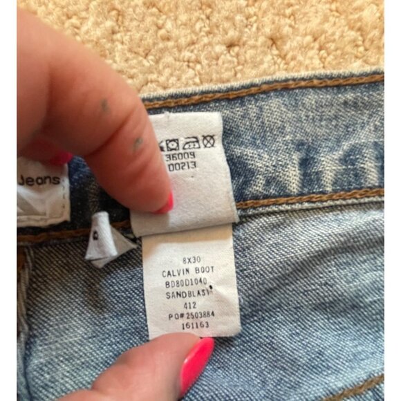 VINTAGE 90s Y2K Calvin Klein High Waist Mom Bootcut Sandblast Jeans Sz 8 - Picture 7 of 12